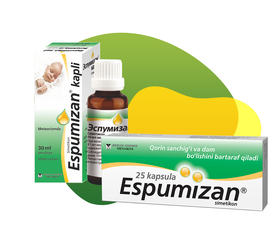 Packaging of Espumisan in different dosage forms for different needs